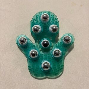 Teal Handheld Massager with Metal Rollers